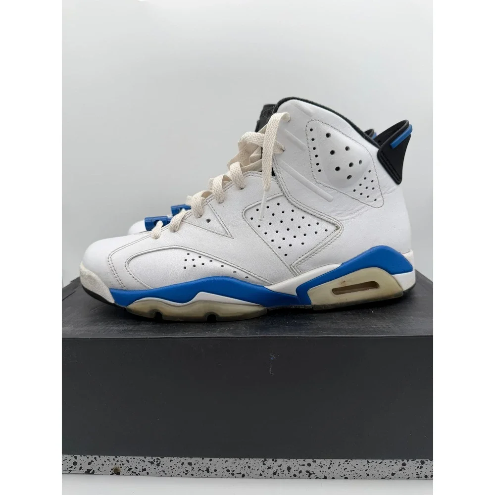 Jordan 6 Retro Sport Blue‎ White Black 384664-107 Mens Size 9.5 Basketball Shoes